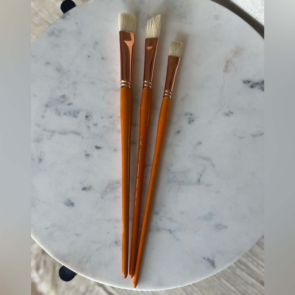 3 SET Princeton Refine Natural Bristle Long Handle Brushes - size 10, 8, 12